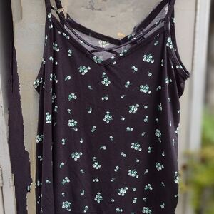 Torrid Black and Green Floral Top